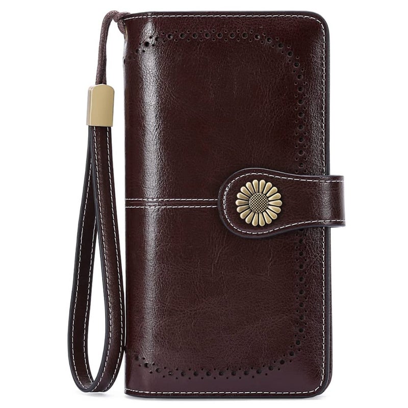 SENDEFN Wallets for Women Leather Credit Card Holder with RFID Blocking Large Capacity Wristlet - Image 2